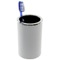 Round Toothbrush Holder Made From Faux Leather in White Finish